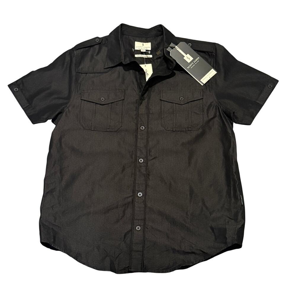 Scott James Black Utility Shirt Military Button Up NWT Men Medium Streetwear